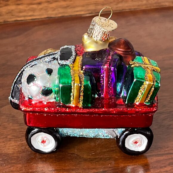 Merck Family's Old World Christmas Glass Ornament Teddy Bear in Wagon Toys Gifts - Picture 4 of 9